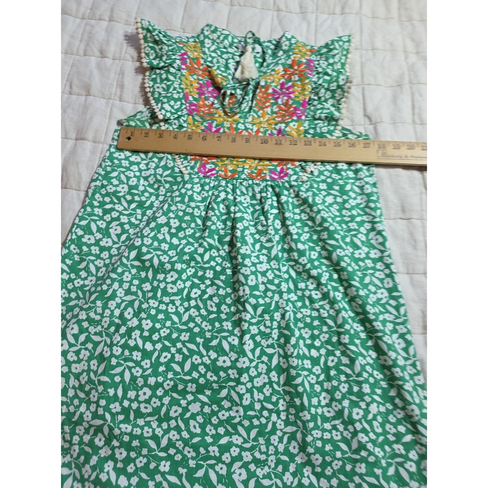 THML Classic 100% Cotton Trish Dress‎ Women's Size S Green/White Embroidered - Picture 7 of 10
